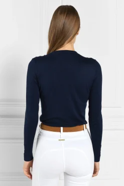 Buttoned Knit Crew Neck