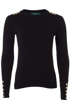 Buttoned Knit Crew Neck