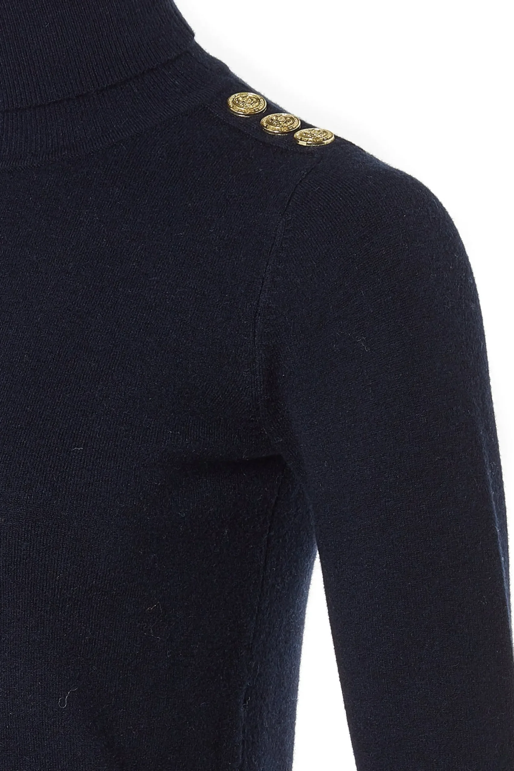 Buttoned Knit Roll Neck
