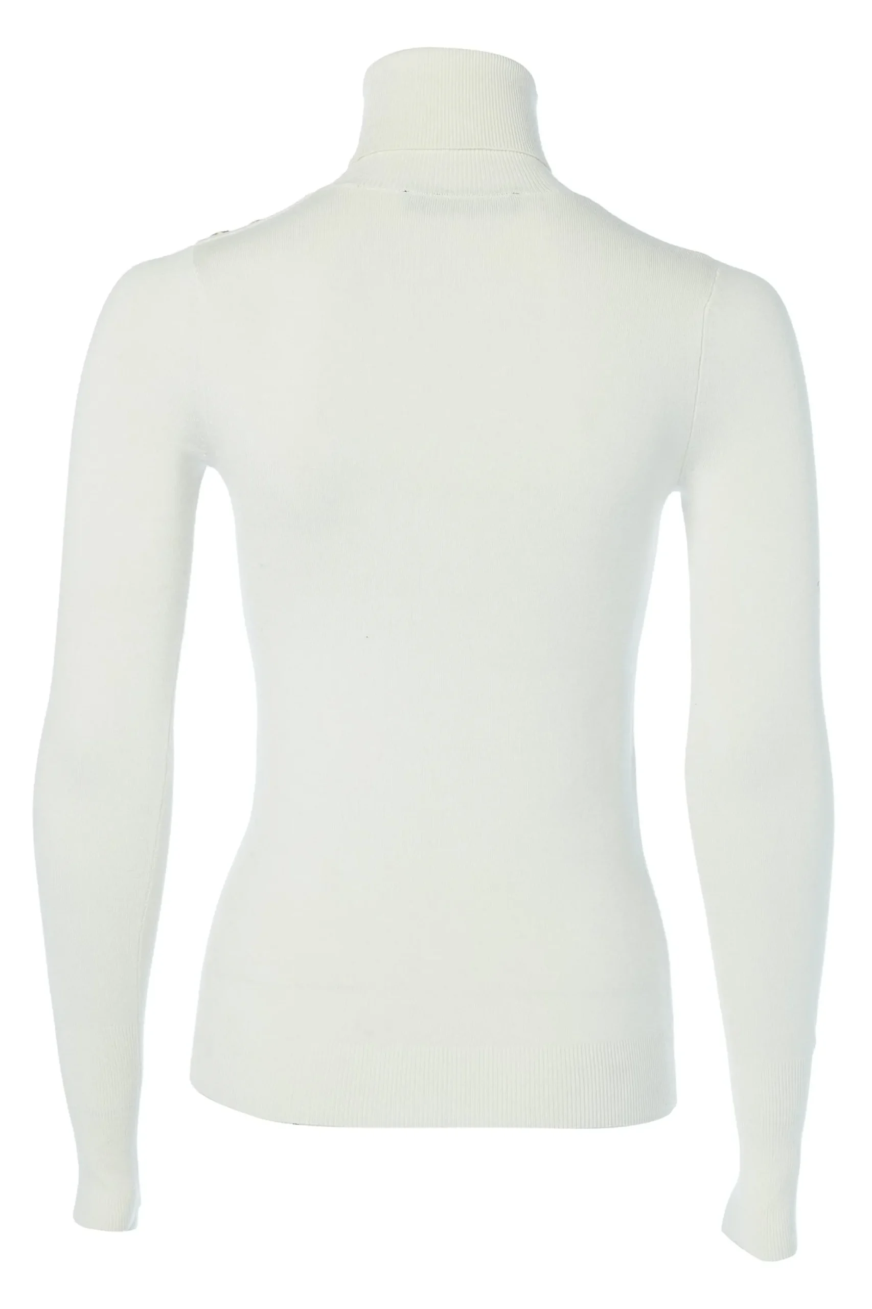 Buttoned Knit Roll Neck