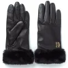 Cashmere Lined Faux Trim Leather Gloves