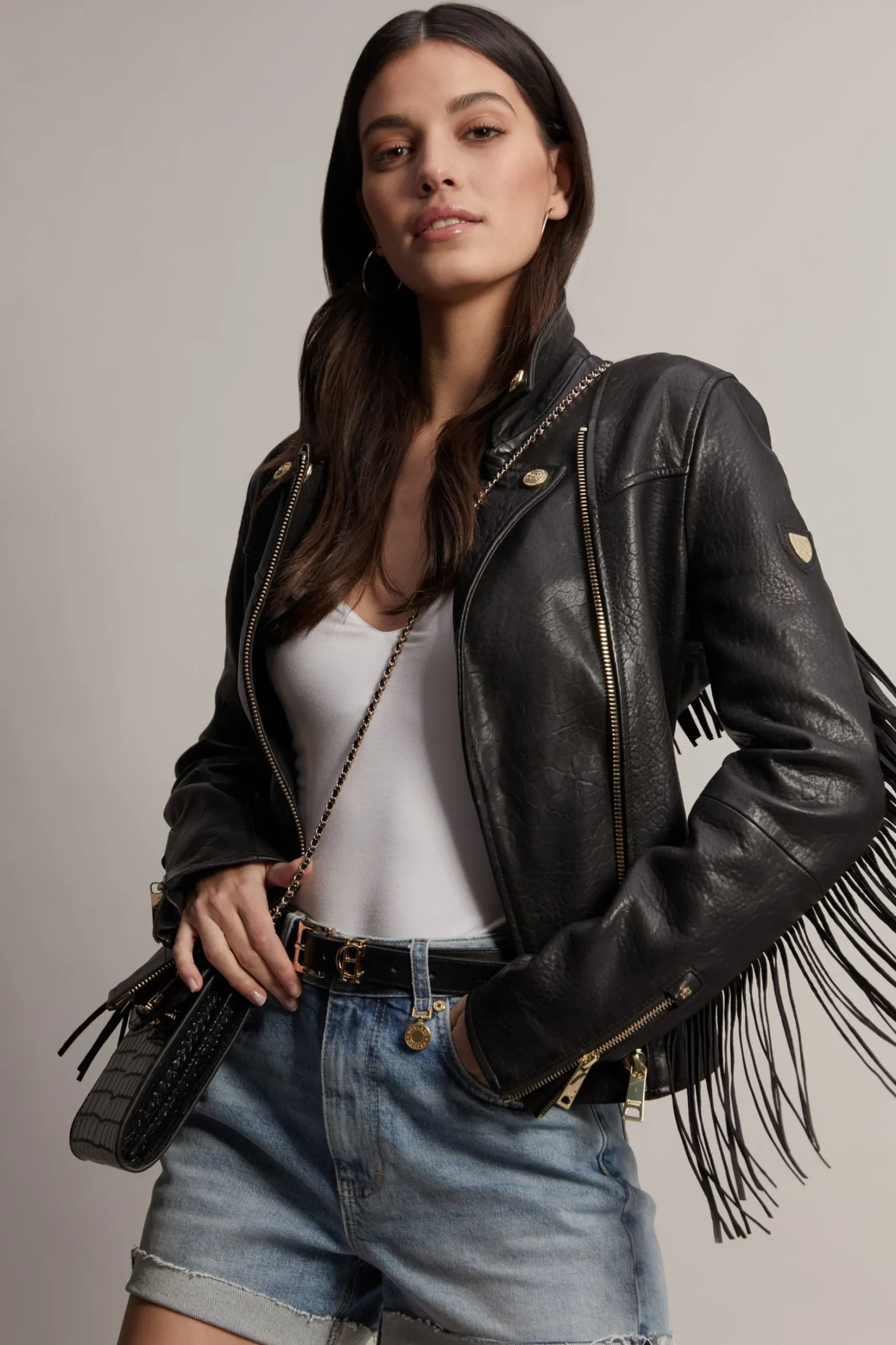 Fringed Leather Biker Jacket