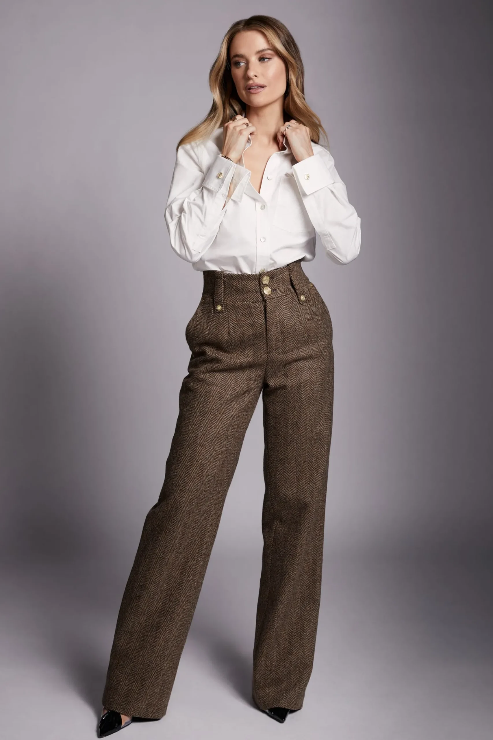 High Waisted Straight Trouser