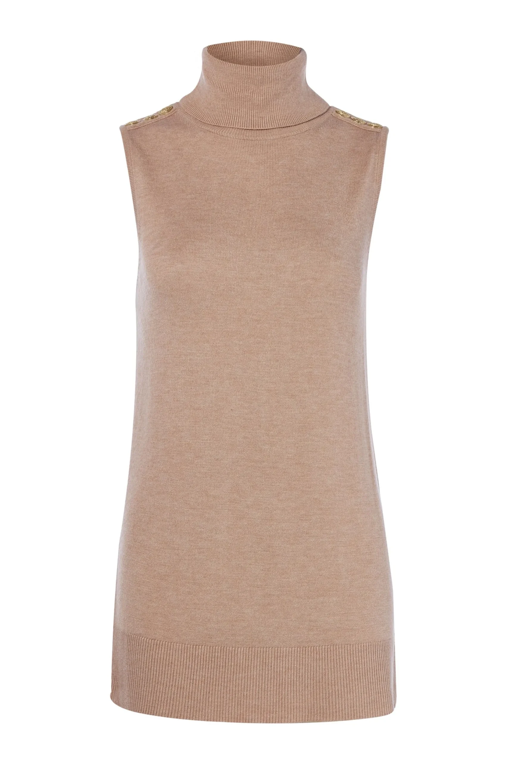 Luxury Sleeveless Roll Neck