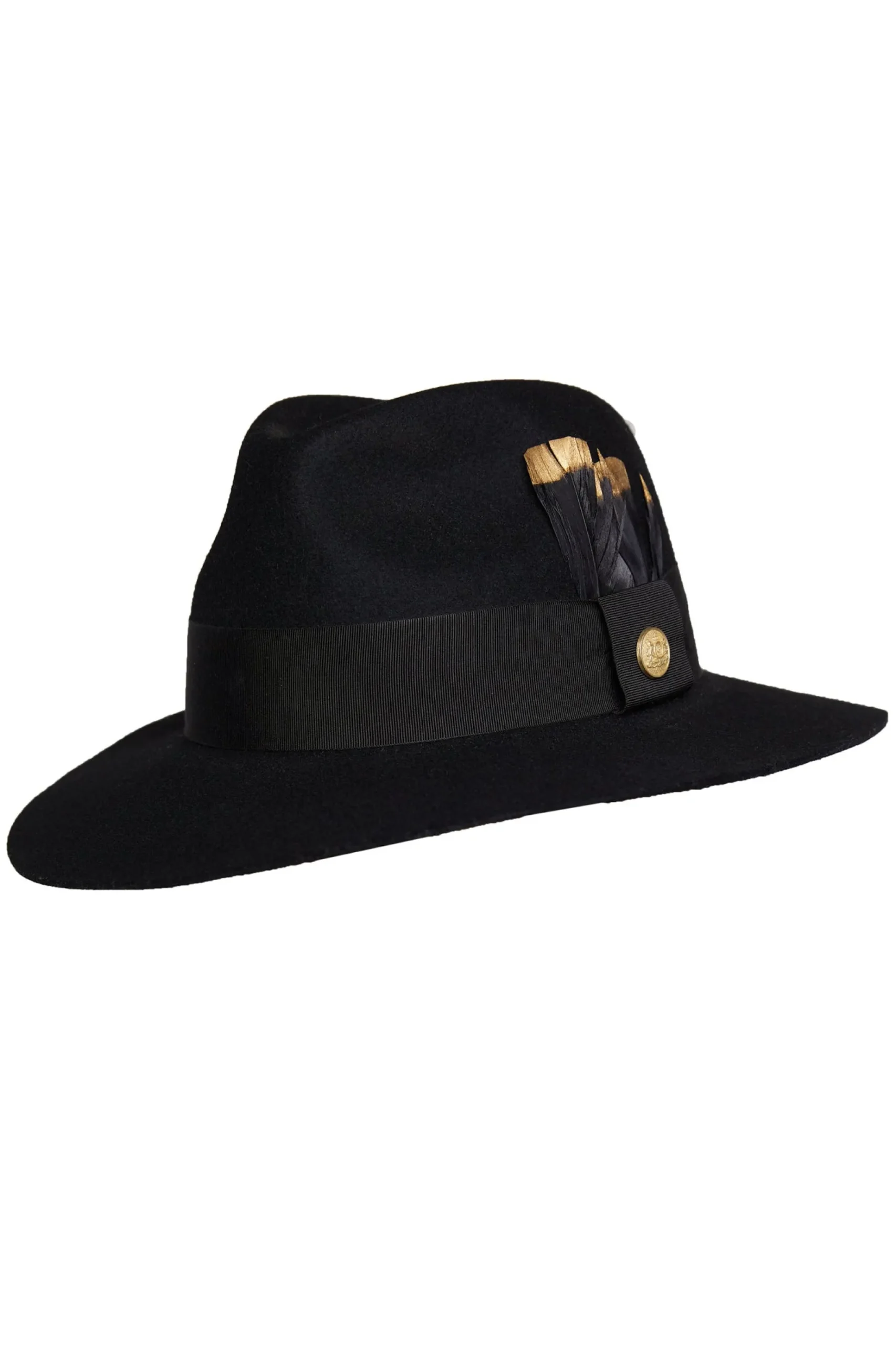 Trilby Hat Gold Feather